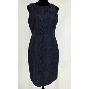 J. Crew Lace Sheath Dress Navy 10 Sleeveless